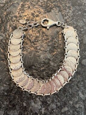 Silpada 925 Sterling Silver Simply Sequin Disc Link Bracelet B2829